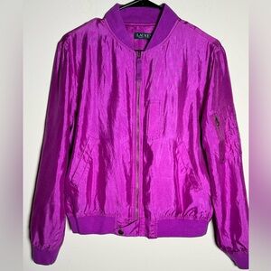 100% silk Ralph Lauren Radiant Purple Bomber Jacket